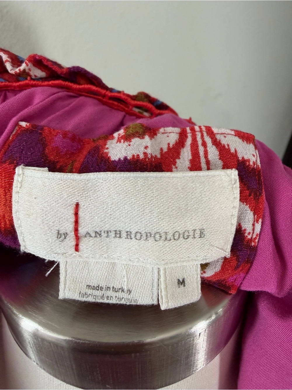 Anthropologie Red Floral V-Neck Tiered Mini Dress size M - Picture 8 of 13